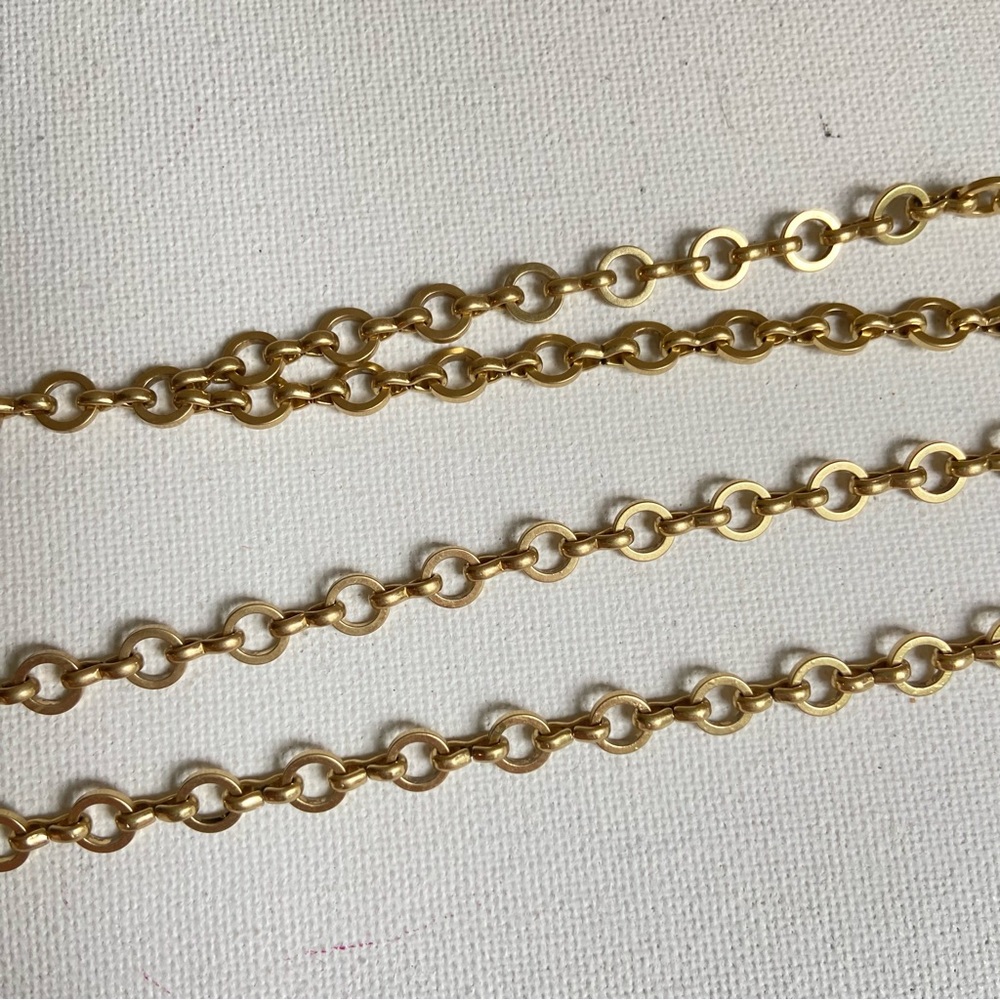 J. Crew glass bead tassel necklace on long goldtone chain in green and white - Picture 6 of 9